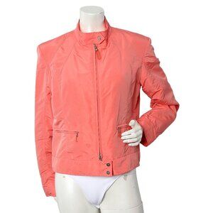 Olsen Moto Spring Jacket Coral Pink Peach Lightweight Full Zip High Neck